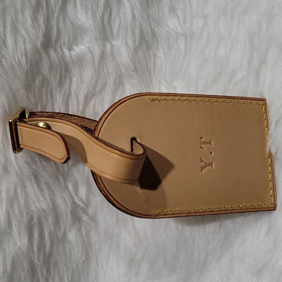 Louis Vuitton Bags Louis Vuitton Name Tag Tan Leather With Initials